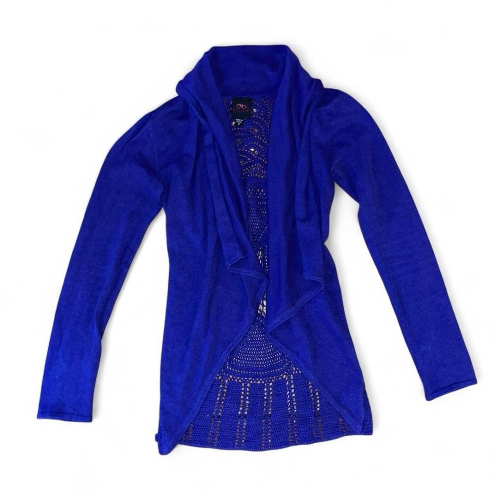 Bebe Royal Blue Crochet Cardigan
